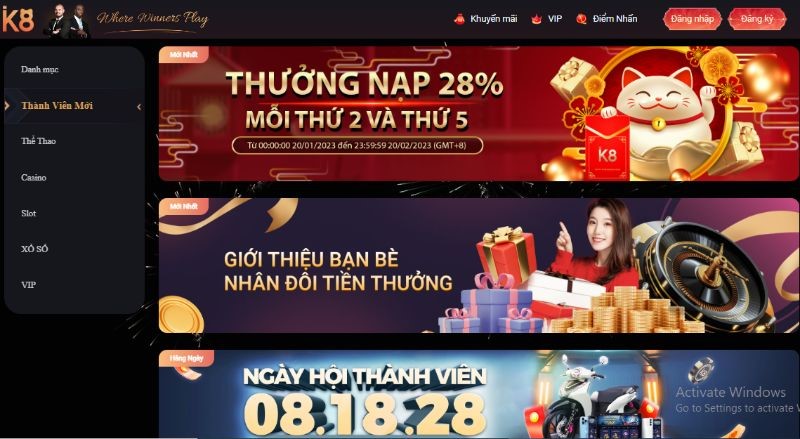 Chương trình khuyến mãi K8 siêu hấp dẫn và thu hút bet thủ 2 Khuyến Mãi K8 Giới Thiệu Thành Viên Mới Nhận Thường Khủng